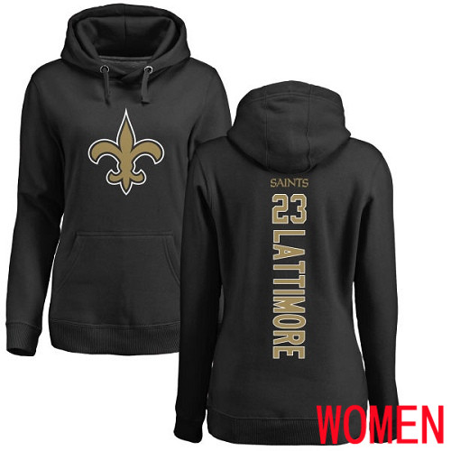 New Orleans Saints Black Women Marshon Lattimore Backer NFL Football #23 Pullover Hoodie Sweatshirts->nfl t-shirts->Sports Accessory
